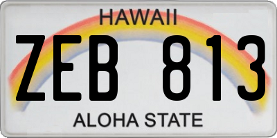 HI license plate ZEB813