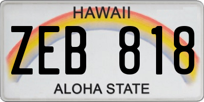 HI license plate ZEB818