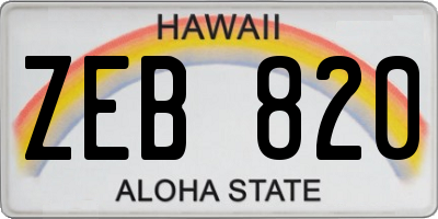 HI license plate ZEB820