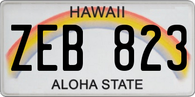 HI license plate ZEB823