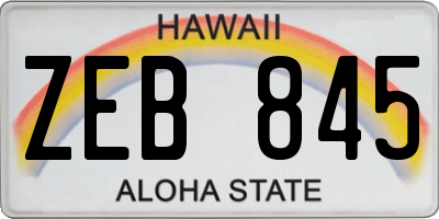 HI license plate ZEB845