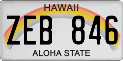HI license plate ZEB846