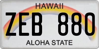 HI license plate ZEB880