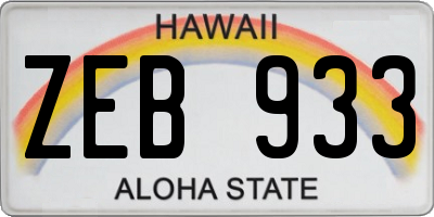 HI license plate ZEB933