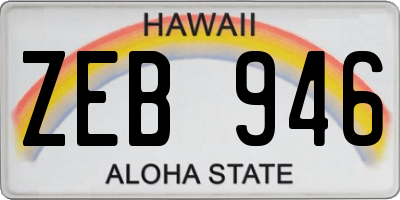 HI license plate ZEB946