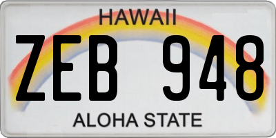 HI license plate ZEB948