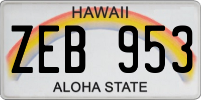 HI license plate ZEB953