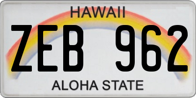 HI license plate ZEB962