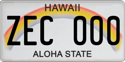 HI license plate ZEC000