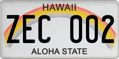 HI license plate ZEC002