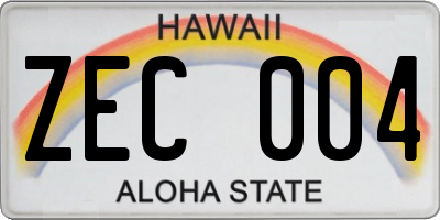 HI license plate ZEC004