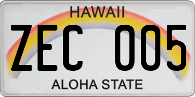 HI license plate ZEC005