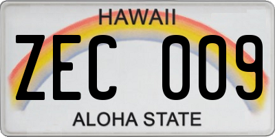 HI license plate ZEC009