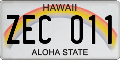 HI license plate ZEC011