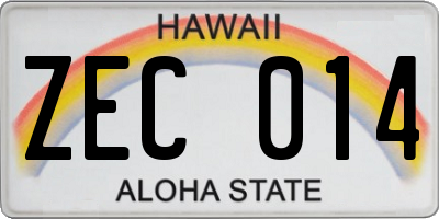 HI license plate ZEC014