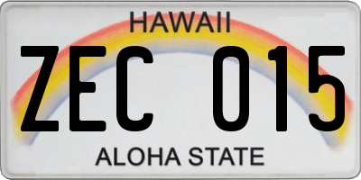 HI license plate ZEC015
