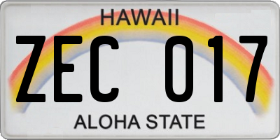 HI license plate ZEC017
