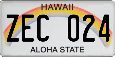 HI license plate ZEC024