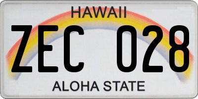 HI license plate ZEC028