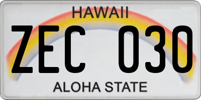 HI license plate ZEC030