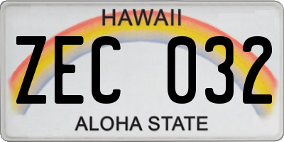 HI license plate ZEC032