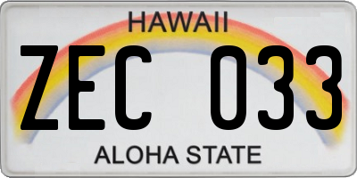 HI license plate ZEC033
