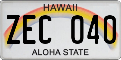 HI license plate ZEC040