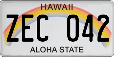 HI license plate ZEC042