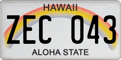 HI license plate ZEC043