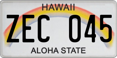 HI license plate ZEC045
