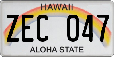 HI license plate ZEC047