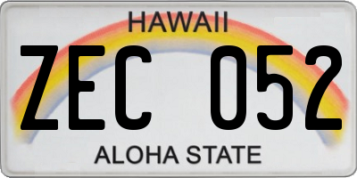 HI license plate ZEC052