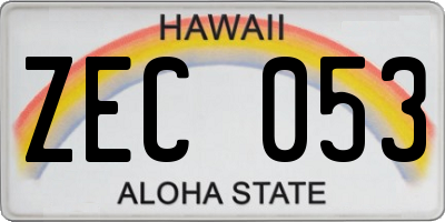 HI license plate ZEC053