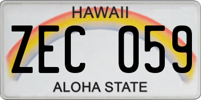 HI license plate ZEC059