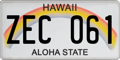 HI license plate ZEC061