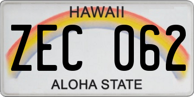 HI license plate ZEC062