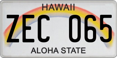 HI license plate ZEC065