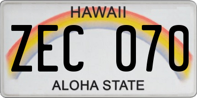 HI license plate ZEC070