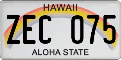 HI license plate ZEC075