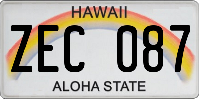 HI license plate ZEC087
