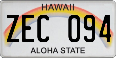 HI license plate ZEC094