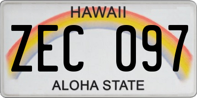 HI license plate ZEC097