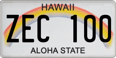 HI license plate ZEC100
