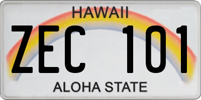 HI license plate ZEC101