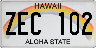 HI license plate ZEC102