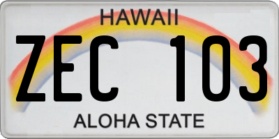 HI license plate ZEC103