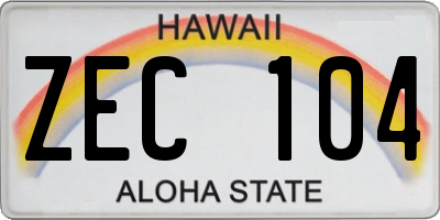 HI license plate ZEC104