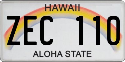 HI license plate ZEC110
