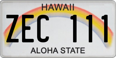 HI license plate ZEC111