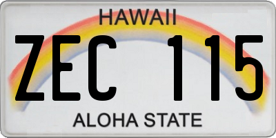 HI license plate ZEC115